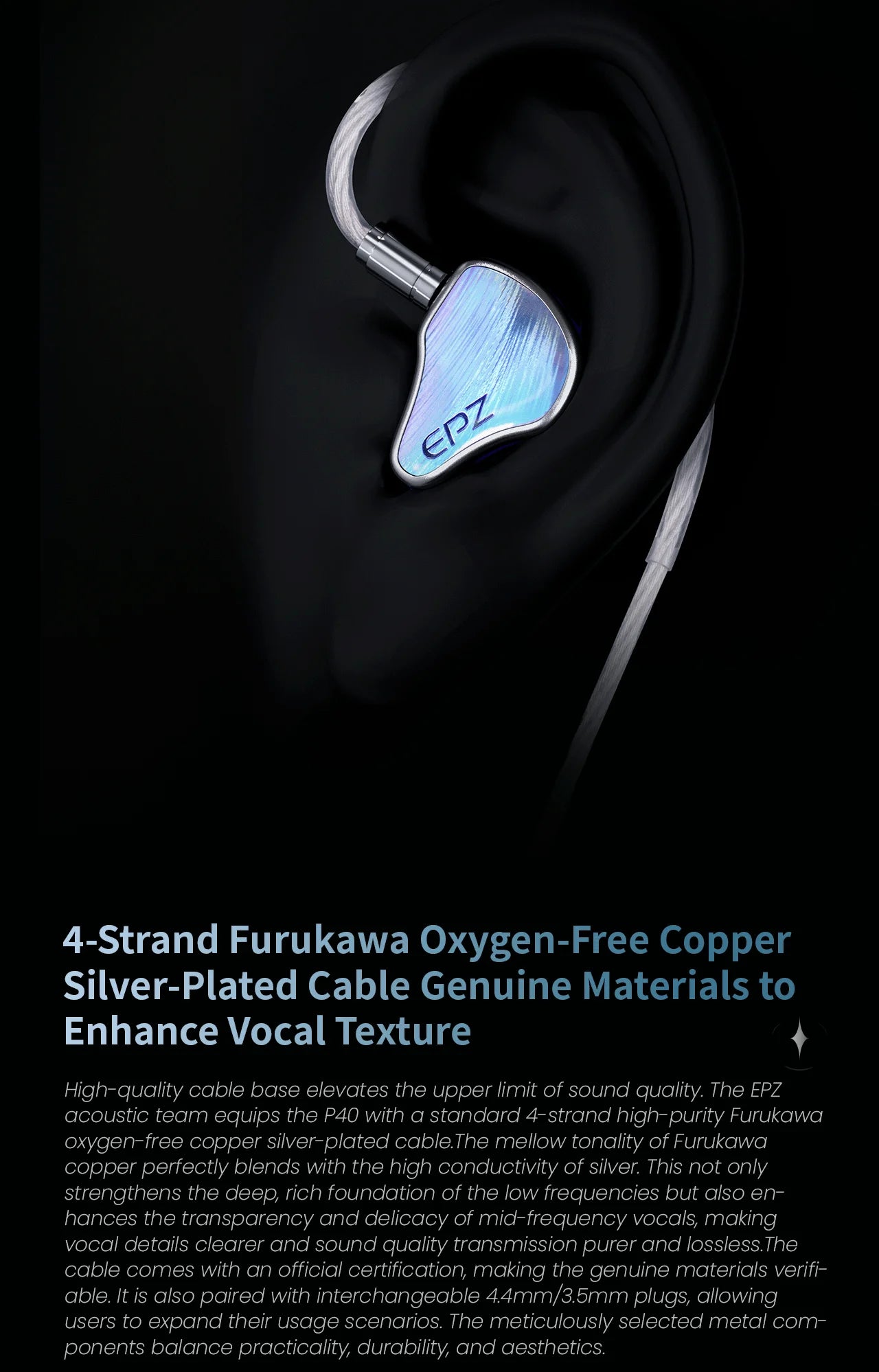 EPZ P40 Star Trails PZT Ceramic In-Ear Earphone HiFi Monitoring Wired Earphone 2DD+1Planar Hybrid Drivers Detachable IEMs Cable