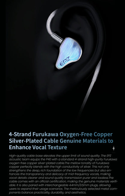 EPZ P40 Star Trails PZT Ceramic In-Ear Earphone HiFi Monitoring Wired Earphone 2DD+1Planar Hybrid Drivers Detachable IEMs Cable