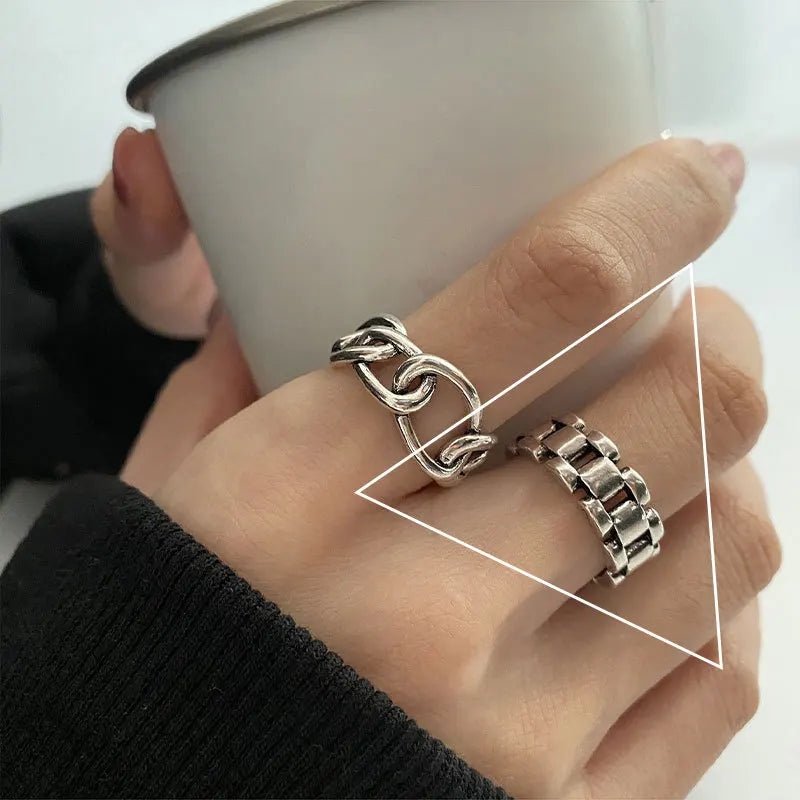 VENTFILLE 925 Sterling Silver Geometric Multilayer Round Bead Ring Female Fashion Punk Temperament Prevent Allergy Charm Jewelry