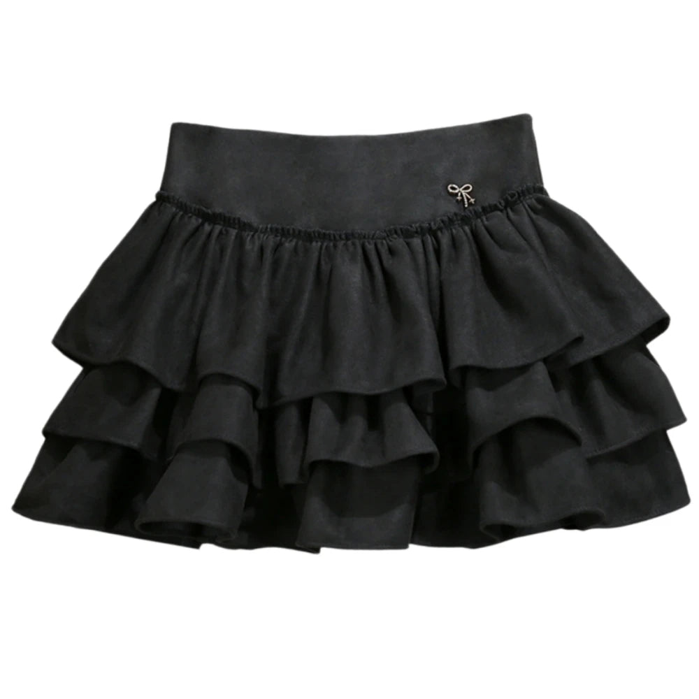HLJ&GG Sexy Lace Splicing Corset Two Piece Sets Women Off Shoulder Sleevleess Top And Ruffle Mini Skirts Outfits Y2K Streetwear