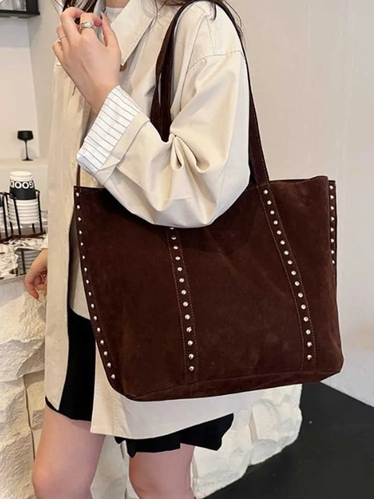 Fashion Microfiber Solid Sewing Shoulder Bags 2025 High Quality Retro Sweet Handbags Brand Sequined Large Capacity Bag for Women