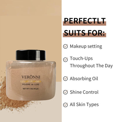 3-Piece Beginner Face Makeup Kit-Matte Waterproof Foundation,Hydrating Primer,Oil-Control Loose Powder,Full Coverage Concealer