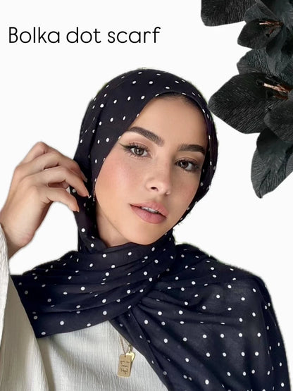 New Polka Dot Modal Hijab Double-sided Print Hijabs for Women Scarf Head Wrap for Women Muslim Fashion Hijab Scarf Islam Ramadan