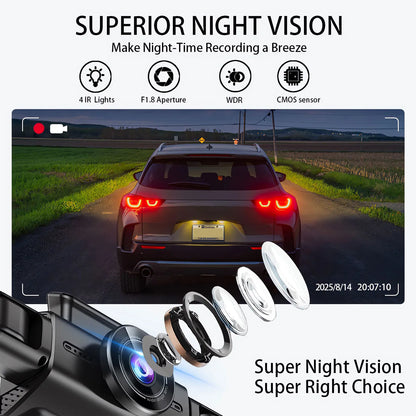 360 Degree 4 Cameras Dash Cam Car DVR WiFi  2.5K Video Recorder 4 Channel Front Rear View Night Vision Black Box DVR For Vehicle