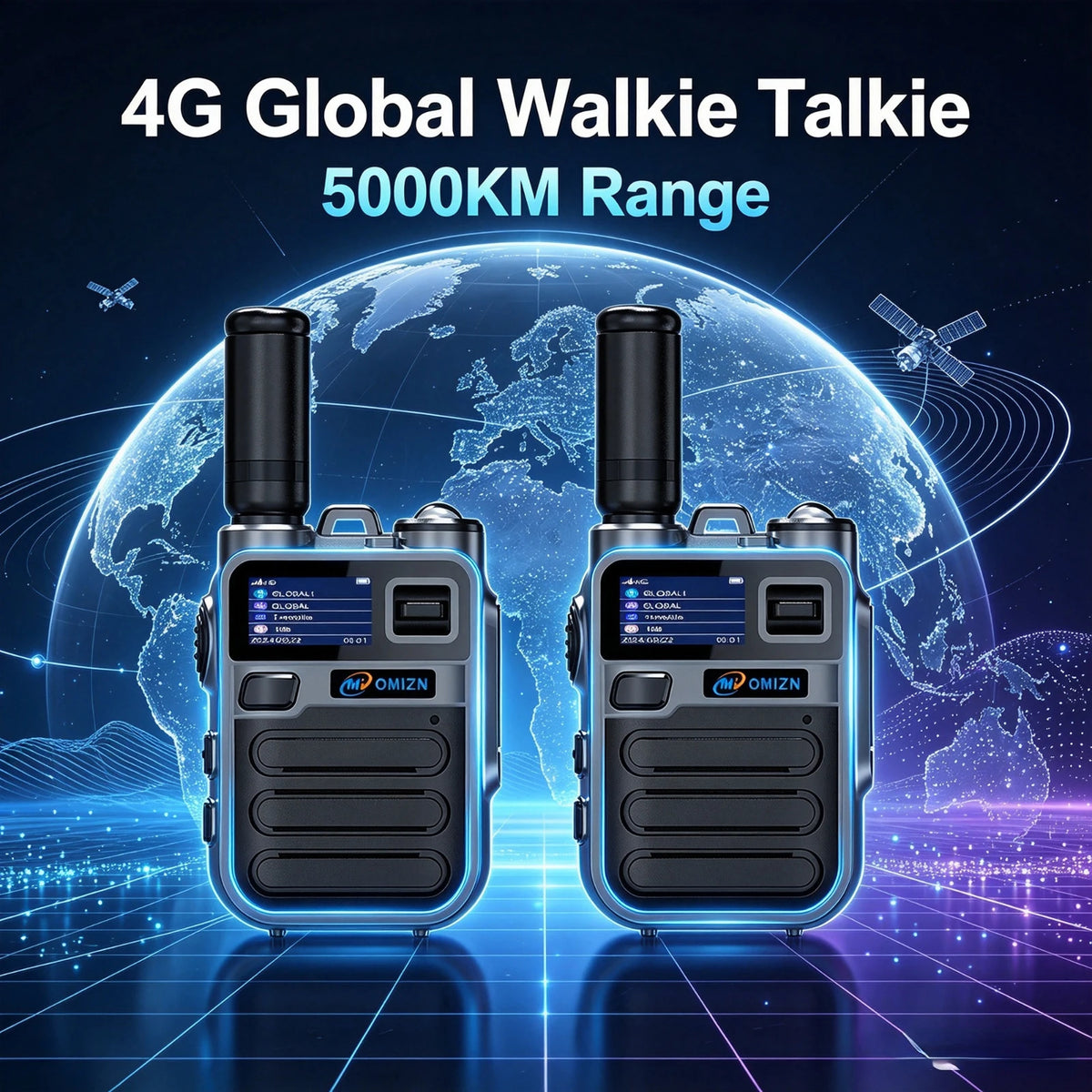 OMIZN Walkie Talkie 5000 KM Network Radio Long Range Professional 4G Camping LED Lighting Rechargeable Hiking and Camping M2