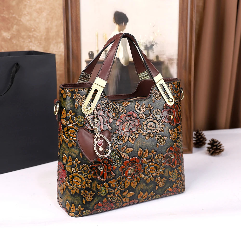 2025 New Retro Luxury Large Capacity Handbag Women's Shoulder Crossbody Bag for Middle-Aged Ladies Mom Bag Elegant Style