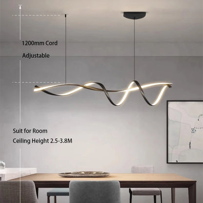 NEO Gleam Matte Black Modern Led Pendant Lights For Dining Room Kitchen Island Bar Room Indoor Hanging Pendant Lamp Fixtures
