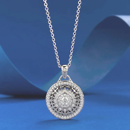 Luxury 18K Solid Platinum PT950 certifid Eight Treasures Compass Pendant Style National Style Necklace Adjustable for Women