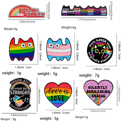 Cute Animal Rainbow Cat Enamel Pin LGBT Gay Brooches for Women Men Lapel Pins Badges on Backpack Gay Accessories Jewelry Gifts