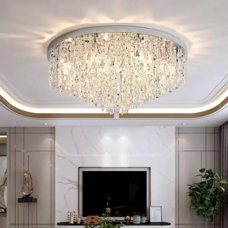 Modern Luxurious Crystal Ceiling Lamp Gold & Silver Color for Living Room Dining Room Bedroom - Elegant Lighting Fixture