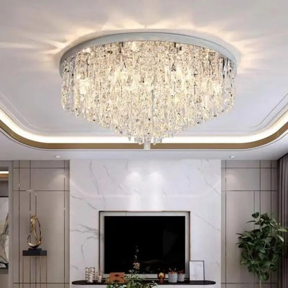 Modern Luxurious Crystal Ceiling Lamp Gold & Silver Color for Living Room Dining Room Bedroom - Elegant Lighting Fixture