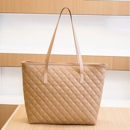 Large Capacity Tote Bag Casual Zipper PU Ladies Handbags Mommy Bag Women