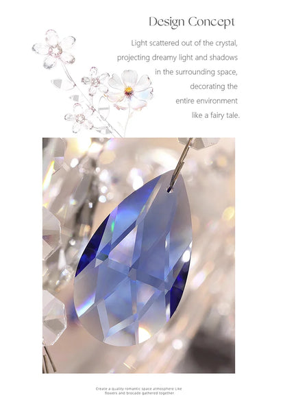 French Blue Romantic Crysatl Chandeliers Light Luxury Glass Living Room Art Decor Candle Pendant Lights Lighting Bedroom Lamps