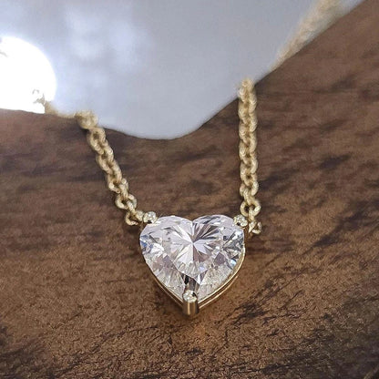 Certified 1-3Carat Heart Cut Moissanite Pendant Necklaces for Woman S925 Silver Plated 18k Gold Solitaire Lab Diamond Neckchain