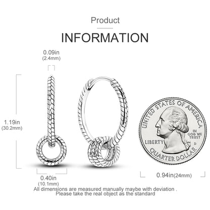 925 Sterling Silver Original Hoop Earring For Woman Luxury  Pendientes Wedding Jewelry Gift