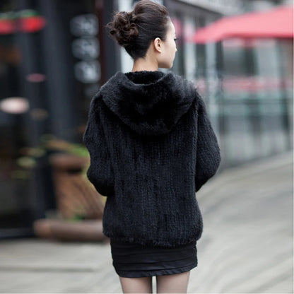 New Mink Fur Coat Women's Long-Sleeve Top Fashion All-Match Mink Knit Jacket Mink Knitted Fur Coat