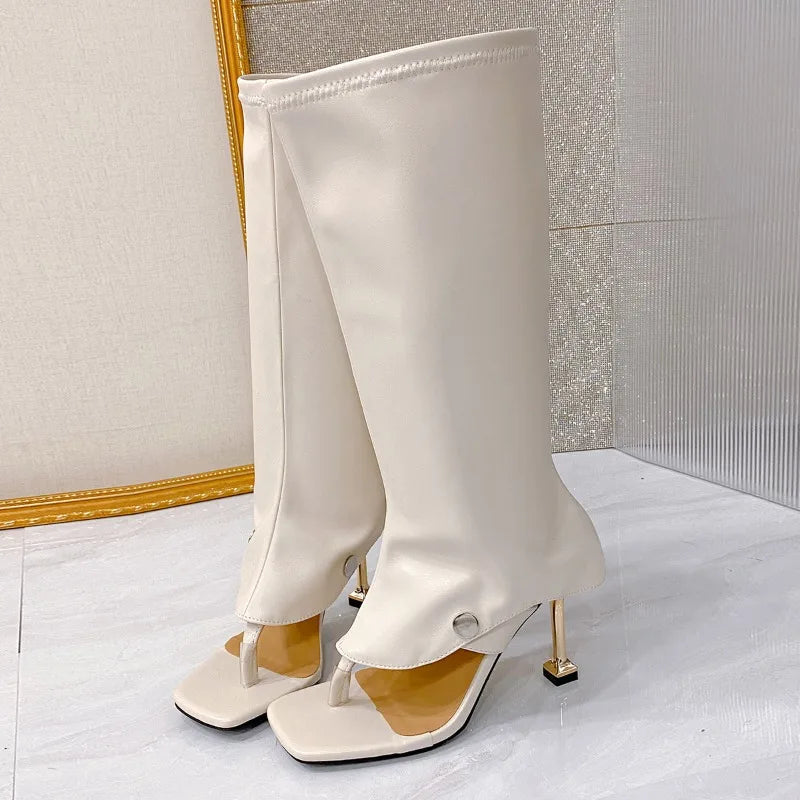 Summer New Womens Shoes Fashion Open Toe Summer Boots for Woman Exquisite High Heeled Flip Flops Designer Shoes Zapatos De Mujer