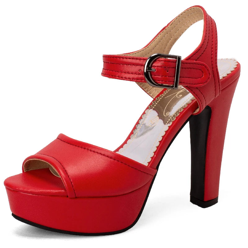 Platform Women's Sandals Summer Shoes White Red Black High Heels Ankle Strap Flip Flops Wedding Party Shoes Large Size 45 50