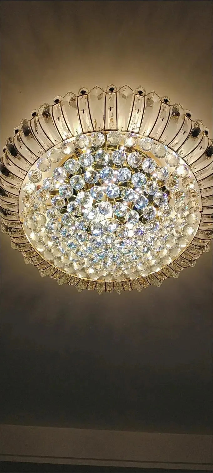 European Luxury Crystal Ceiling Round Chandelier Living Room Lights LED Lighting Bedroom Ceiling Lights