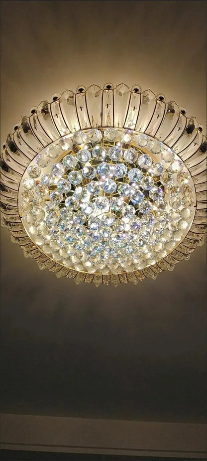 European Luxury Crystal Ceiling Round Chandelier Living Room Lights LED Lighting Bedroom Ceiling Lights