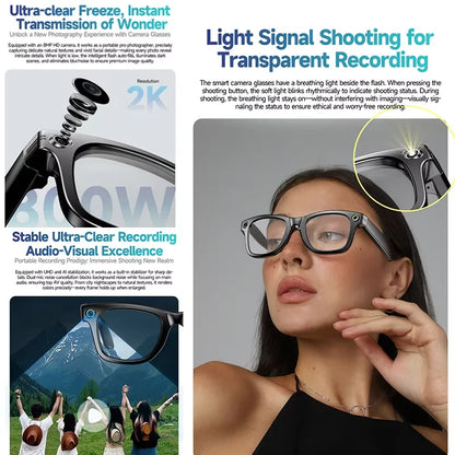 Trending Smart Sunglasses With 8MP 4K Camera Wifi Ai Translation Take Photos Videos Audio Music Smart Wearable Headset Glasses