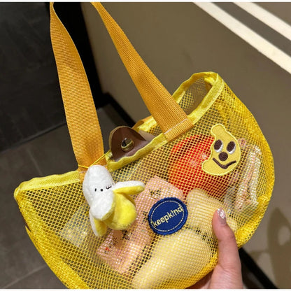 Cute Apple Mesh Handbag Niche Fruit-shaped Shoulder Bag Lightweight And Portable Travel Toiletry Storage Bag Fashion Beach Bag