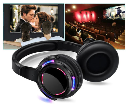 LED Transmitter Silent Disco Headphones for Quiet Events Parties Meetings Yoga - Adjustable Volume Wireless Music Headsets