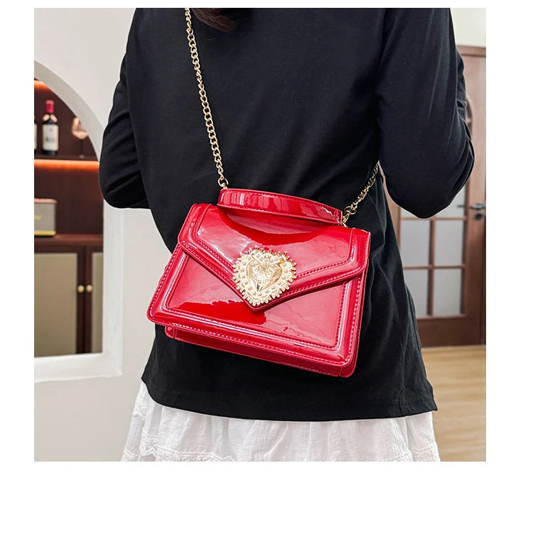 Light Luxury Burgundy Handbags for Women Trendy Versatile Buckle Flip Shoulder Bags Female Casual Commuting Chain Crossbody Bag