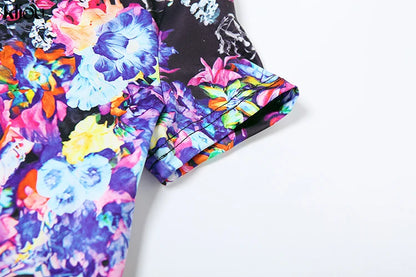 kliou Sexy Printed Women Jumpsuits Fashion New Back Hollow Full Sleeve Stand Collar Slim Overalls Female Midnight Party Clubwear