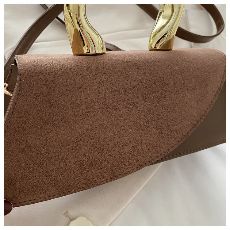 French Style Light Luxury Large Capacity, New Minimalist Design Casual Metal Hand-held Shoulder Crossbody Bags for Women