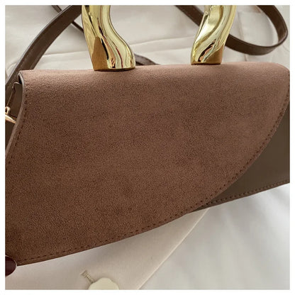 French Style Light Luxury Large Capacity, New Minimalist Design Casual Metal Hand-held Shoulder Crossbody Bags for Women