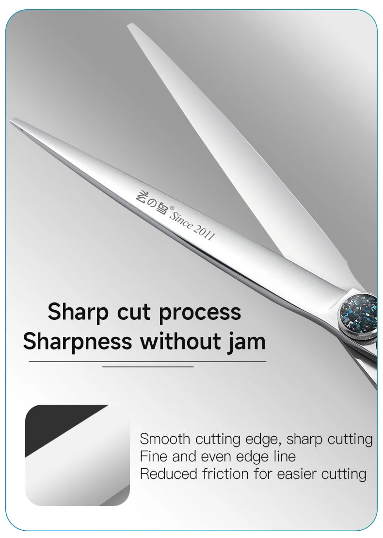 Fenice King Series 7/7.5Inch VG10 Shell Bearing Screws Dog Trimming Grooming Straight Curved Thinner Chunker Pet Scissors Tools