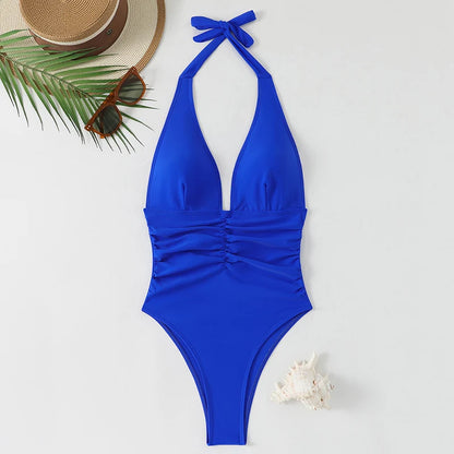 Halter Top Bathing Suit Woman Swimsuits One Piece Swimwear Women's  2026 Trend V Neck Beachwear Female Monokini Summer Bodysuit