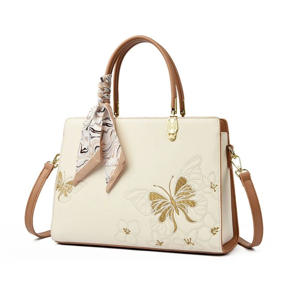 Genuine Brand  Women Bags Luxury  PU Leather  Embroidery Shoulder Bags Crossbody Messenger Bags for Women Casual Tote Sac A Main