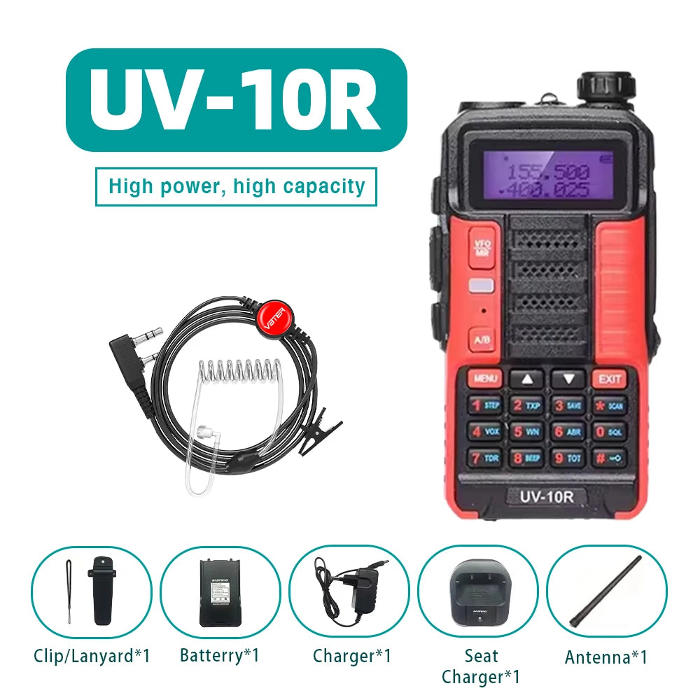 Baofeng UV-10R High Power Walkie Talkie 999CH FM Radio Flashlight VOX Portable Outdoor Hunting Construction Two Way Radio