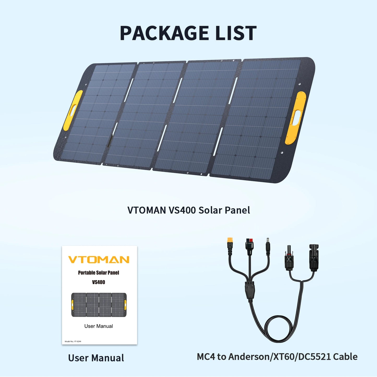 VTOMAN VS400W Foldable Solar Panel 40.32V High Efficiency Portable Solar Charger for Outdoor Power Station