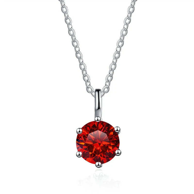 JOIAS HOME Silver S925 1ct D COLRO Moissanite Round Gemstone Pendant Necklace Simple and Elegant O-Chain Fashion Versatile