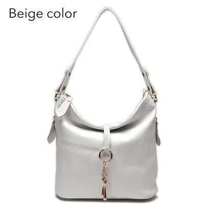 Zency Elegant Women Red Leather Handbag 100% Genuine Leather Lady Hobo Bag Charming Ring Medium Shoulder Bag Bright Yellow Bags