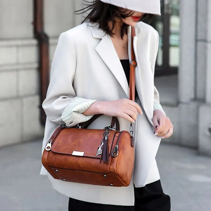 Tassel Decor Handbag, Women's Large Capacity Shoulder Bag, Fashion Zipper Crossbody Bag With Removable Strap