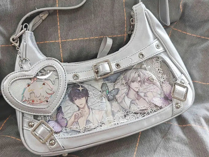 Inner Spicy girl small ITABAG ancient shoulder bag New trendy Y2k Japanese ita bag PU +Nylon cloth women's bags