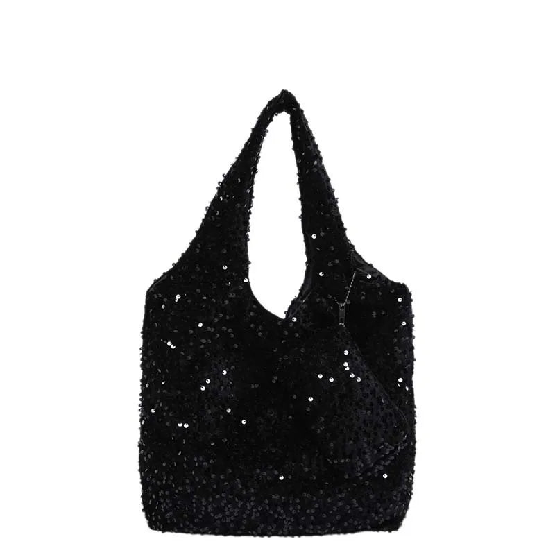 Tote Bag for Women Sequin Shoulder Bag Trendy Hobo Bag Luxury Designer Handbag Slouchy Underarm Bag for Work Travel Shopping