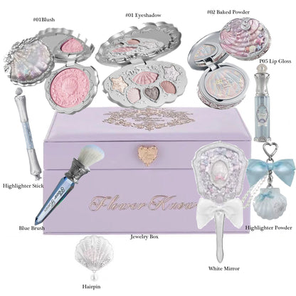 Flower Know Shell Jewelry All-In One Gift Set Makeup Set Full Professional Eyeshadow Blush Baked Powder 10pcs Flowerknows Kits