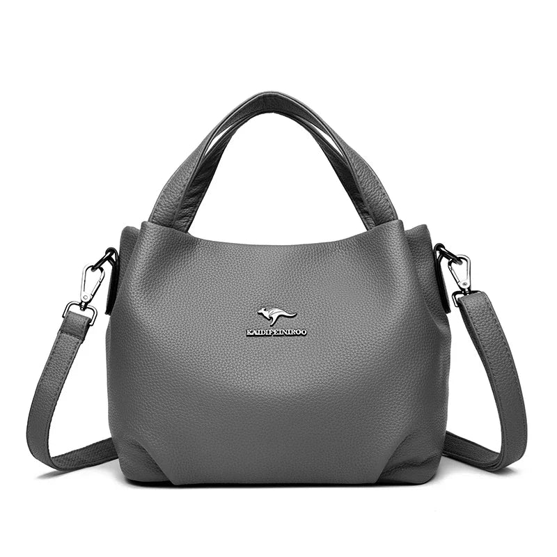 Genuine Soft PU Leather Handbags for Women Vintage Shoulder Tote Bag Luxury Designer Ladies Large Capacity Purse Bags Sac A Main