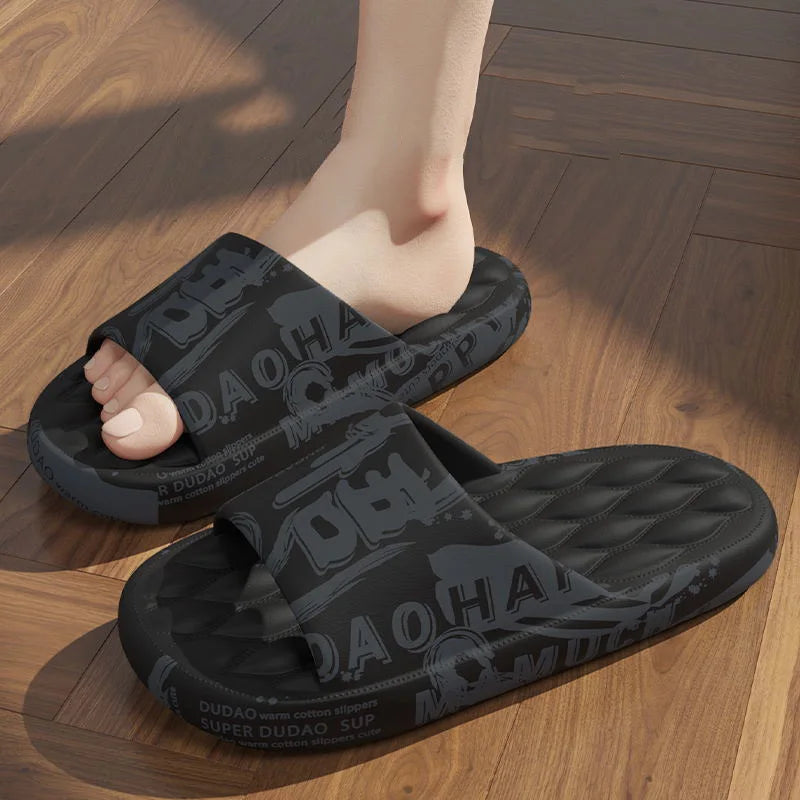 Big Size 48-49 Men Slippers Soft Sole EVA Indoor Outdoor Open Toe Flip Flops Non-Slip Beach Slides Flat Sandals Printing Slides