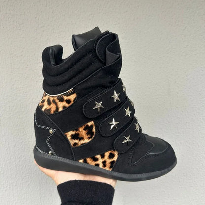 New Women Shoes Luxury Genuine Leather Ankle Boots for Woman Fashion Leopard Print Sports Casual Shoe Designer Shoes Botas Mujer
