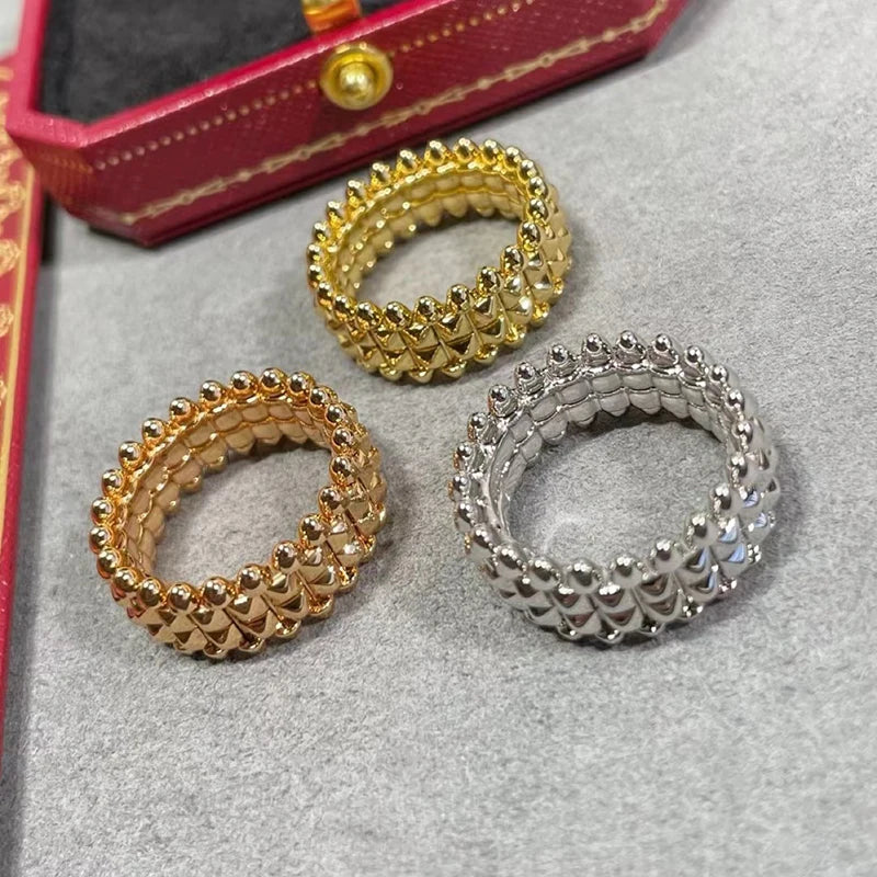 S925 Silver With Rose Gold Wide Rivet Ring Men Women's Classic Design Temperament Fashion Brand Party Luxury Jewelry