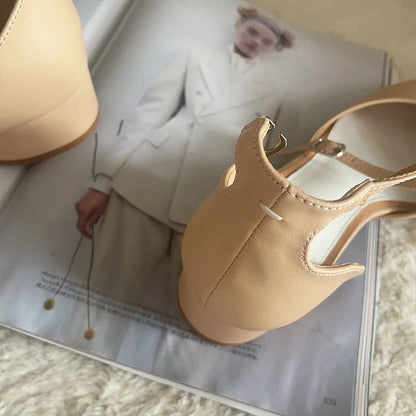 Luxury Design Fashion Split Toe Shoes 2025 High Quality Red Women Tabi Pumps Genuine Leather Low Heels High Heels