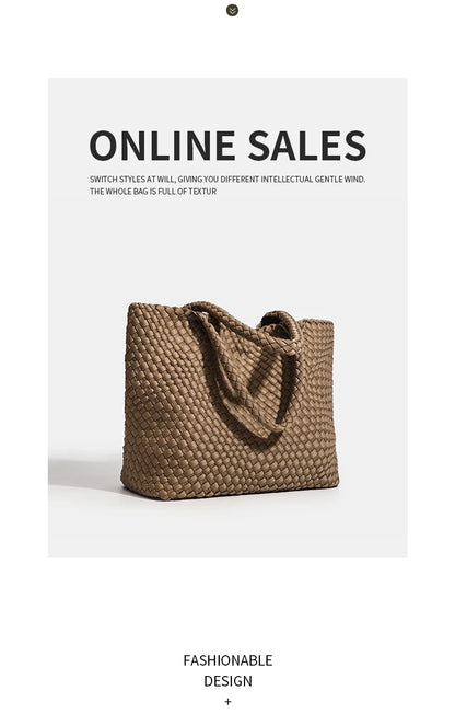 Large size women's tote bag Women's fashion bags 2024 Hot product Neoprene material women's hand-woven bag Large volume Tote bag