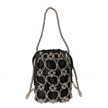 White Beading Bucket Shoulder and Crossbody Bags Exquisite Sense of Luxury Fresh Party Handbags for Women 2024 Fashion on Sale