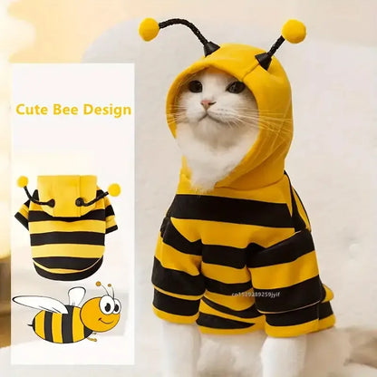 Bee Pet Puppy Coat Apparel Outfit Dog Hoodies Winter Warm Cat Cosplay Costume Holiday Outfit for Small Medium Dogs & Cats